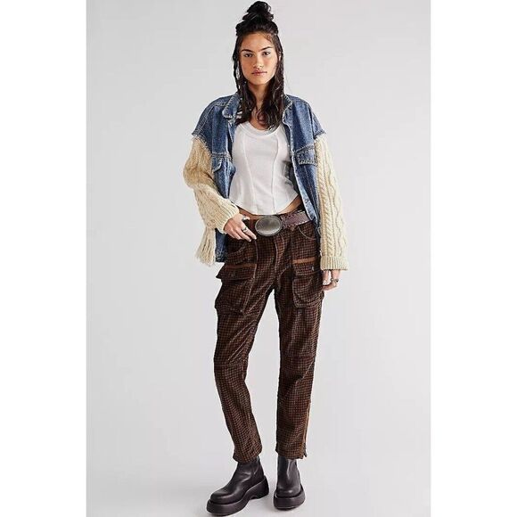 NWT WE THE FREE PEOPLE Sz 28 THE LONDON CALLING SLOUCHY CORD PANTS SANDSTONE - Picture 3 of 6